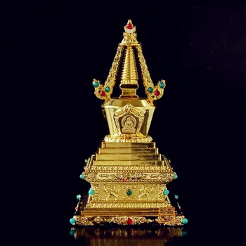 Požehnanie 12 cm nádherné plechu ale nezmizne Tantrické spôsob opravy Zengfu tvrdej zliatiny Bodhi veža stupa zadarmo lode