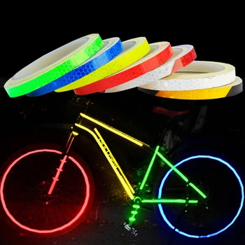 Požičovňa Reflexné Nálepky na Bicykli Fluorescenčné Reflexné Pásky MTB Bike Lepiacej Pásky, Bezpečnostné Dekor Nálepky Príslušenstvo 1cmx8m