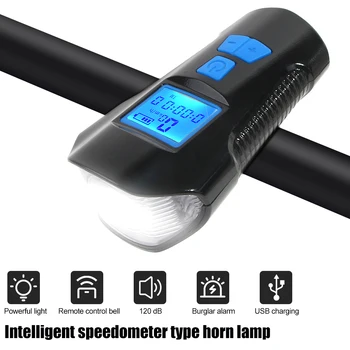 Požičovňa Ľahké Nabíjanie pomocou pripojenia USB/ Batérie Bicykel Predné Svetlo Blesku Výstraha jazda na Bicykli Vedúci Svetlo W/ Horn Speed Meter LCD Displej