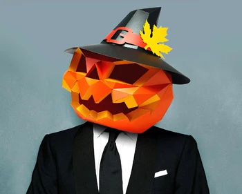 Pre Rez Papiera Maska 3D Pumpkin Head Halloween Kostým súťaž: Cosplay DIY Papier Plavidlá Model Maska Vianoce