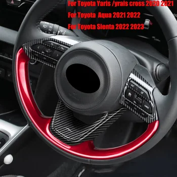 Pre Toyota Yaris Yaris Kríž Aqua Sienta 2020 2021 2022 ABS červená Čierna Carbon Fiber Volante Vozidla Dekorácie Kryt Nálepky