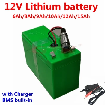 Prenosné 12V 6Ah 7Ah 9Ah 8Ah 10Ah 11Ah 12Ah Lítium Li ion batéria s BMS pre výkon 100w banka hračka postrekovač+Nabíjačka