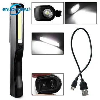 Prenosné COB LED Baterka Magnetické Pracovné Svetlo Nabíjateľná 180 stupňov Stojan Visí USB Pochodeň Lampa Pre Kempovanie Nočný lov