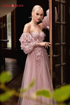 Princezná Prom Šaty 2022 A-Line Kvetinový Úplnej Bodice Odnímateľný Ramena Ramienok Milú Večer Formálne Gala Šaty