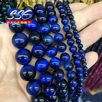 Prírodné Modré Tigrie Oko Kameň Korálky Lapis Lazuli Kolo Voľné 4 6 8 10 12 14 mm Korálky Pre Šperky, Takže DIY Náramok Príslušenstvo