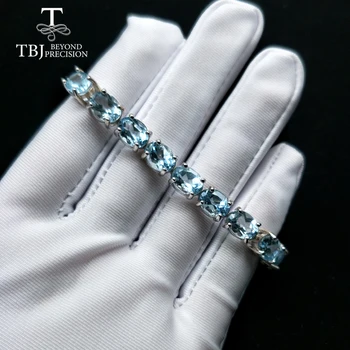 prírodné oválne 6*8 mm drahokam sky blue topaz náramok 925 sterling silver jemné šperky vhodné pre dievčatá'daily alebo party oblečenie