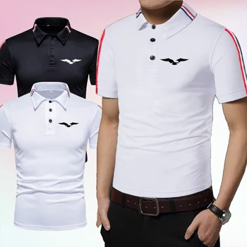 Pánske Bežné Polo jednofarebné Tričko Slim Nové Letné Fashion T-Shirt