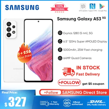 Pôvodné Samsung Galaxy A53 5G Smartphone Exynos 1280 Super AMOLED 120Hz 5000mAh Telefón 25W Rýchle Nabitie 12 Telefón Android