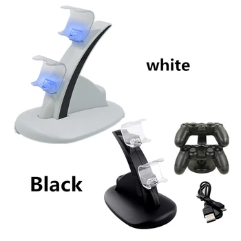 Radič Nabíjací Dock LED Dual USB PS4 Nabíjací Stojan Stanica pre Sony Playstation 4 PS4 / PS4 Pro /PS4 Slim black white
