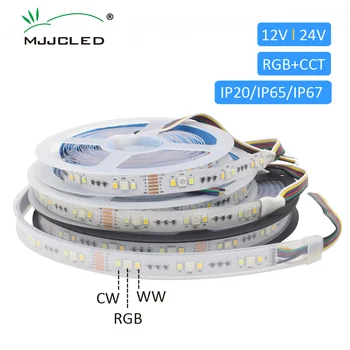 RGBCCT LED Pásy 12V Vodeodolné IP65 DC 24V RGB CCT LED Trubice IP67 IP20 5M Osvetlenie Obývacej Izby Decration 5050 2835 Flexibilné Pásky