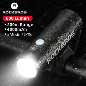 ROCKBROS Svetlo na Bicykel Predné Lampy 400-1000LM Bicyklov Svetla USB Nabíjateľná Baterka Nepremokavé MTB Cestná Cyklistika Príslušenstvo