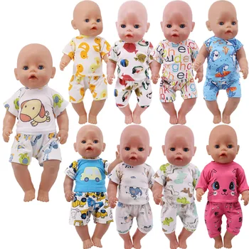 Roztomilé Zviera Tlače Doll Oblečenie, Pyžamá Pre 18-Palcové American Doll Dievčatá A 43 Cm Nového Narodené Dieťa Položky,Naša Generácia Príslušenstvo Darček