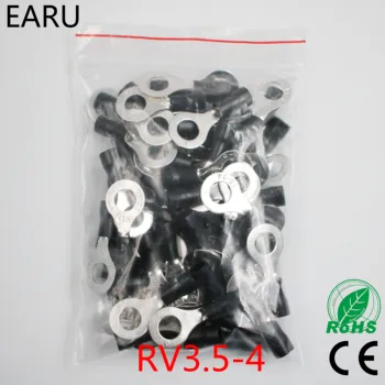 RV3.5-4 Čierny Krúžok izolované svorkovnice 100KS/Bal vyhovovali 2.5-kábel 4mm2 Krimpovacie Terminálu Kábel, Vodič RV3-4 14-12AWG RV