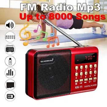 Rádio Fm Nabíjateľná Mini Prenosné Rádio Prenosné Digitálne Podporuje Micro SD/TF Karty, USB Disk, FM, AUX MP3 Prehrávač Reproduktor
