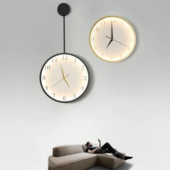 S hodiny nástenné svietidlo svetlo luxusné dekoračné lampy Nordic obývacia izba nástenné svietidlo moderný minimalistický čisté červené stlmiť hodiny nástenné svietidlo