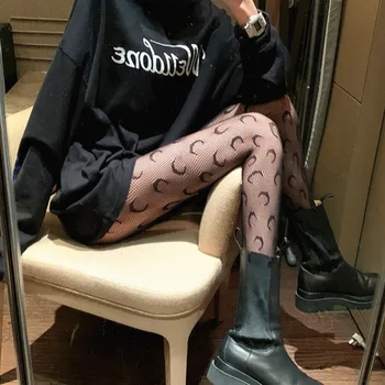Sexy Gothic Nohavice Pantyhose Ženy Móda Punk Štýl Otvor Sieťované Pančuchy Anime Lolita Stehná Vysoké Osadenie Duté Sa Pančuchový Tovar