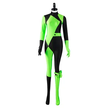 Shego Cosplay Kostým Pre Dospelých Muži Ženy Zelená Jumpsuit Oblečenie Halloween Karneval Oblek