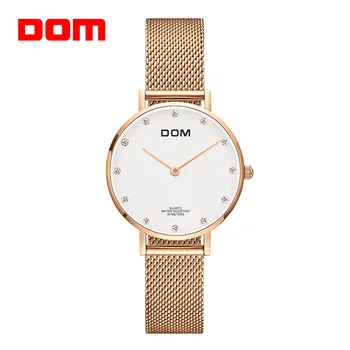 Sledujte Ženy DOM Top Značky Luxusné Quartz hodinky Bežné quartz-sledovať kožené Oka popruh ultra tenké hodiny Relog G-36 G-7M