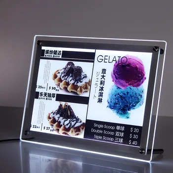 Slim LED Magnetické Light Box Menu v Reštaurácii Rady Crystal Akryl Photo Frame Plagát Lightbox Nástenné Reklamné Displeja