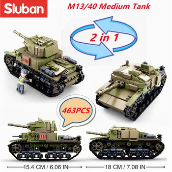 Sluban stavebným Hračky WW2 M14/41 Stredný Tank 463PCS Tehly B0711 Vojenskej Výstavby Compatbile S Poprednými Značkami