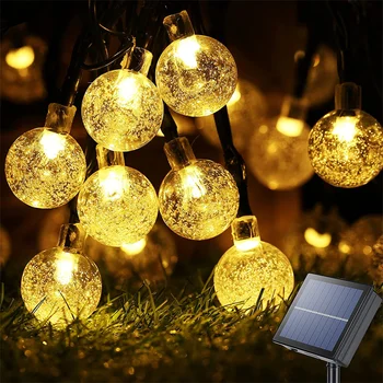Solárne String Svetlá Vonkajšie 60 Led Crystal Svete Svetlá s 8 Režimov Nepremokavé Solárny Terasa Svetlo na Garden Party Decor