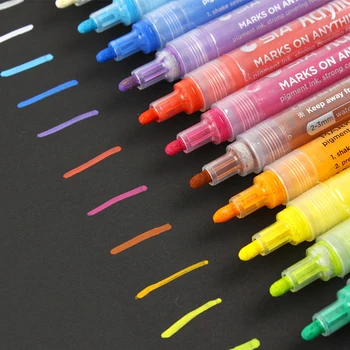 STA 14Colors Akryl Značky Multifunkčné Candy Farby Zvýrazňovač Waterproof Paint Marker Pero umenie nastaviť Školské potreby