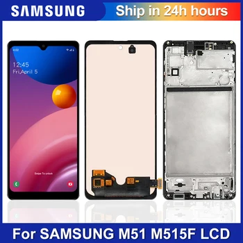 Super AMOLED Pre Samsung M51 LCD Displej S Dotykovým Panelom Displeja Digitalizátorom. S Rámom Pre Samsung M515 M515F M515F/DSN Displej