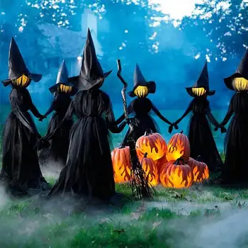 Svetlo-Až Čarodejnice s Vkladmi Halloween Dekorácie Vonkajšie Drží Rukami, Kričí Čarodejnice Aktivované Zvukom Senzor Dekor