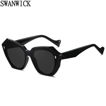 Swanwick TR90 rám cat eye slnečné okuliare pre ženy hrubé acetát polarizované slnečné okuliare UV400 Európskom štýle black brown 2023