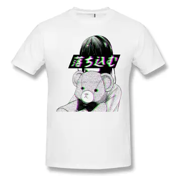 T-shirt Muži Depresia Japonské Anime Estetické Bavlna Serail Experimenty Ležalo Sad T Shirt Zábavné tees Harajuku Streetwear