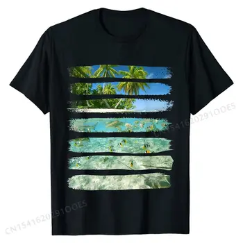 T-Shirt, Tropickým Rajom Ostrov, Pláž, Strom, Morské Bavlna Topy T Shirt pohodlné Zľava Bežné Tričká