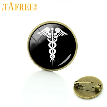 TAFREE RN MD lekár lekár asistent darček Caduceus lekárske symbol brošne fashion art siluetu brošňa kolíky šperky T325