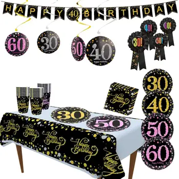 Taoup 21 30 40 50 60 Happy Birthday Party Dekorácie Dospelých 21. 30. 40. 50. 60. Narodeniny Strana navrhne Strana Riad