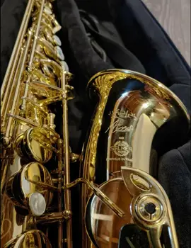 Top Najnovšie Axos Sele Model Gold Lak E Ploché Alto Saxofón Eb Sax so Prípade Príslušenstvo