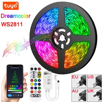 Tuya Dreamcolor LED Pás Svetla Hudby APP Riadenie WS2811 RGBIC Flexibilné Diódy Pásky 5050 12V Pre TV Ploche Podsvietenie Displeja