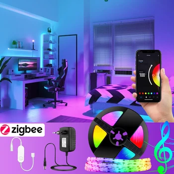 Tuya RGB LED Pásy smart Zigbee Kontrolky pre Dom Dekorácie Osvetlenie Stmievateľné Flexibilné COB LED StripKit Tuya Smart Home