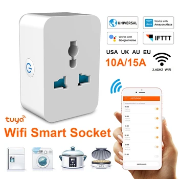 Tuya Smart Plug WiFi A Bluetooth Univerzálny Pätice Multi-funkcia Konverzie Zásuviek 10A 15A WiFi Prepínač Pre Alexa Domovská stránka Google