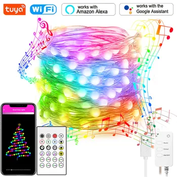 Tuya Smart WiFi LED Víla String Svetlá Dreamcolor 10m 66LED RGB RGBIC USB Pásy Ľahká Práca Alexa Hudbu, Synchronizovať Vianočné Svetlo