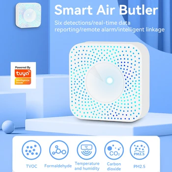 Tuya Wifi/Zigbee Smart Air Box CO2 Kvality Ovzdušia Monitorovanie Teploty Vlhkosti Meter Senzor VOC Plynu Detektor APLIKÁCIE Automatizácie Alarm