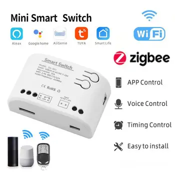 Tuya Zigbee Garážové brány Prijímač 1CH RF Smart Switch 7-32V AC DC Zigbee Diaľkové Ovládanie Tuya 433 Light Switch 10A