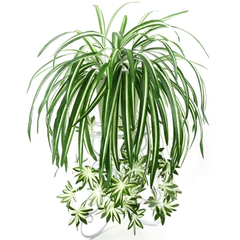 Umelé rastliny Stene Visí Chlorophytum črepníkové zelené rastliny, PVC falošné rastliny Simulácia kvet obývacia izba dekor 65 cm