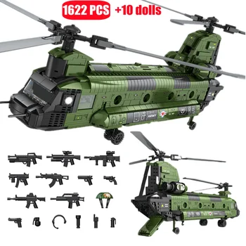 USA CH-47 Model Vrtuľník Stavebné Bloky MOC Veľké Dopravné Lietadlá Vojenské Zbrane, Lietadlo Tehly Hračky Pre Deti, Darčeky