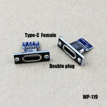 USB 3.1 Typ C Ženské obojstranné Pozitívne Negatívne Plug-v Skúšobnej Doske S PCB Dosky Typu c Konektor Data Nabíjací Port WP119