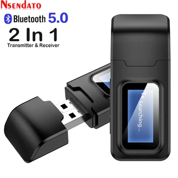 USB Bluetooth 5.0 Audio Music Prijímač Vysielač pre TV Reproduktorov Auto, PC, 3,5 mm Jack Stereo AUX Adaptér Bezdrôtovej siete s LCD Displejom