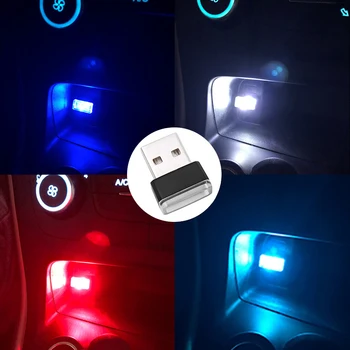 USB LED Atmosféra, Žiarovky, Dekoratívne Svietidlo Núdzové Čítanie Nočné Osvetlenie, Dvere Auta Svetlo PC Prenosný Plug Play Červená Modrá Biela Ružová