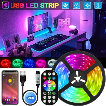 USB LED Pás Svetla Bluetooth RGB 5050 2835 5V RGB LED Lampa Páska Flexibilné Svetlo Pre Miestnosti Dekorácie TV Podsvietenie Diódami Pásky