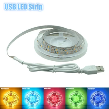 USB LED Pásy Svetla Dekorácie Obývacia Izba Flexibilné 5M Biela Teplá Lampa Pre Spálne Pozadí 60 Led/M, Svetelný 5V Dióda Dekor