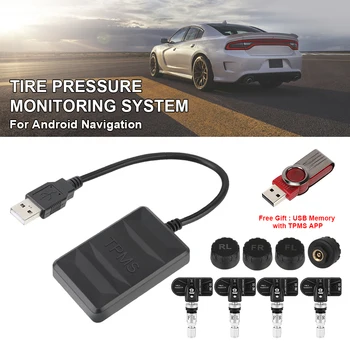 USB TPMS pre autorádia DVD Prehrávač Android monitorovanie tlaku v pneumatikách Tlak vzduchu v Pneumatikách Systém Monitorovania Náhradné Pneumatiky Interné Externé Čidlo