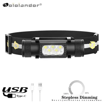 USB Typ-C Nabíjateľná P8 LED svetlomet Rybárske 18650 svetlometu Pochodeň Lov vedúci svetlo Camping Svetlomet Baterka vedúci svetlo