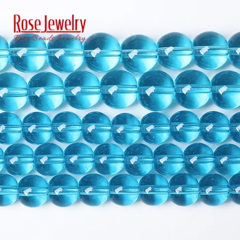 Veľkoobchod Módne Šperky Clear Lake Modré Sklenené Okrúhle Korálky Pre Šperky, Takže Kúzlo Korálky 4 6 8 10 12 mm Náramok 15